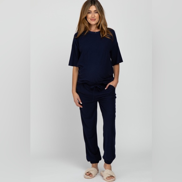 Navy Jogger Maternity Lounge Set - Picture 2 of 6